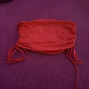 orange strapless crop top